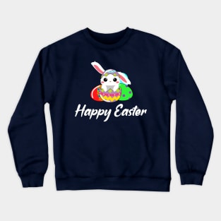 Happy Easter , Easter Egg With Bunny Crewneck Sweatshirt